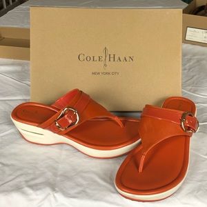 Cole Haan Platform Sandals (orange and white)
